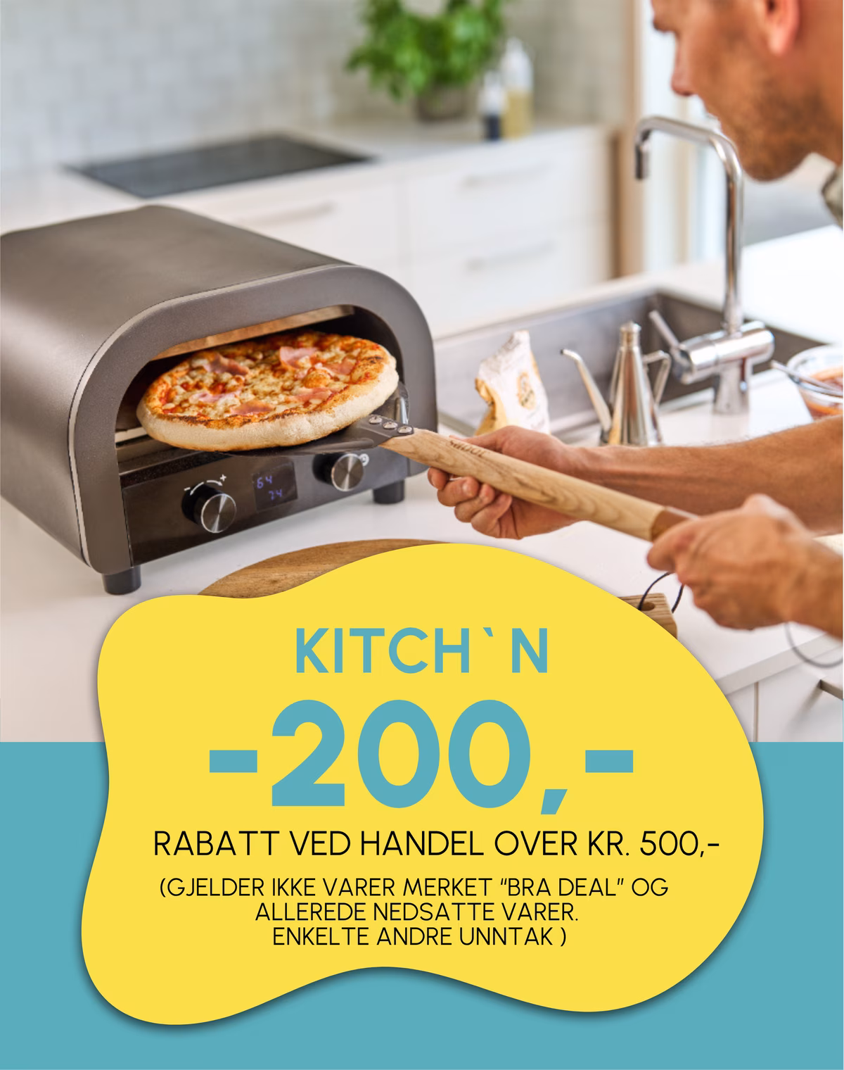200,- i rabatt ved handel for 500,- eller mer*  *Gjelder ikke allerede nedsatte varer og "Bra deal". Enkelte unntak.