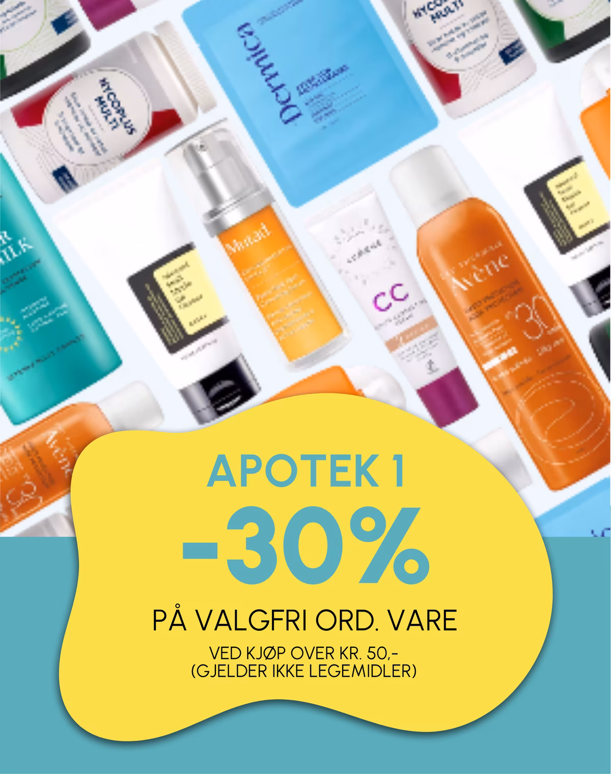 30% på valgfri vare ved kjøp over kr.50,-. Gjelder ikke legemidler og kan ikke kombineres med andre tilbud.